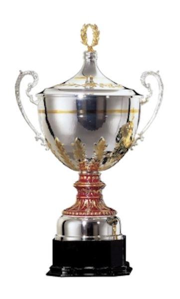Henkelpokal mit Deckel echt versilbert #231